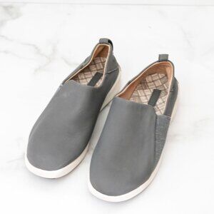 Olukai Gray Leather Slip-on Sneaker